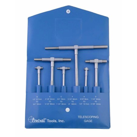 CENTRAL TOOLS Telescoping Gage 6pc Set5/16-6" Range CE6554